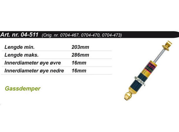 Støtdemper Arctic Cat Kimpex Gold 0704-467, 0704-470, 0704-473, 0704-575 